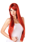 Czerwona peruka - długie włosy z grzywką, długość ok. 80 cm