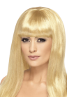 Peruka -  długie, blond, proste włosy z grzywką