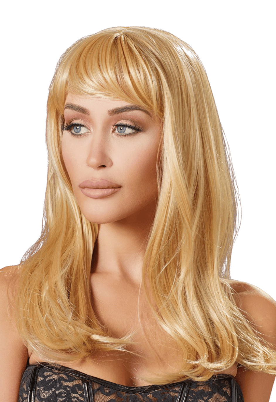 Blond peruka - długie włosy z grzywką, długość ok. 45 cm