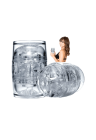 Transparentny masturbator 2w1 wykonany z miękkiego i elastycznego materiału
