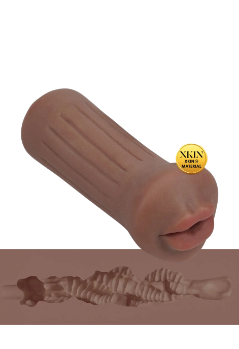 Realistyczny masturbator - usta kolor ciemny, Small