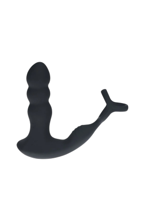 Wibrujący masażer prostaty z rotującą głowicą i pierścieniem erekcyjnym