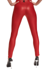 Czerwone legginsy z elastycznego materiału (wetlook) z push-upem