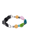 Uroczy choker z kolorowych kamieni i paskiem z naturalnej skóry