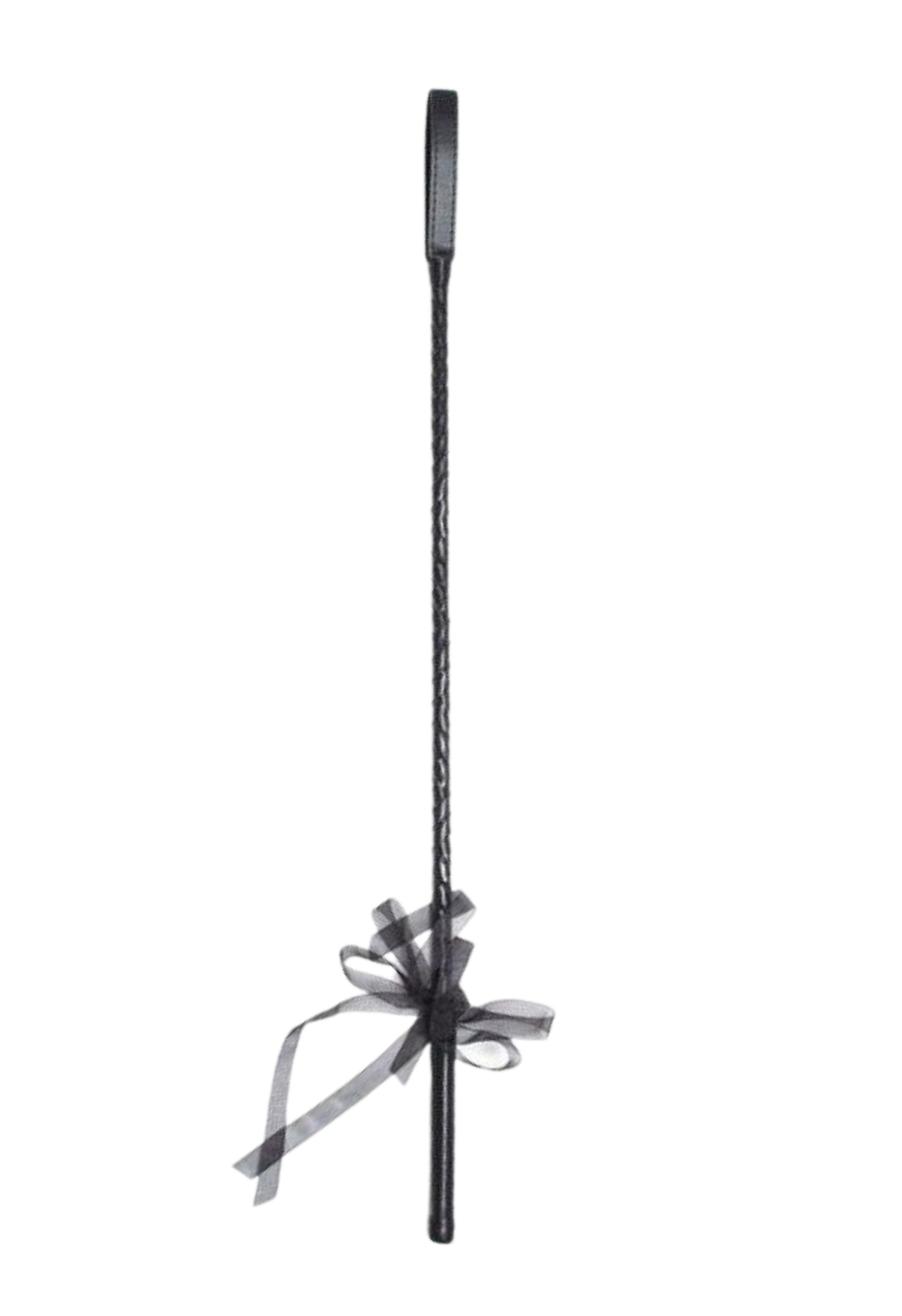 Długa, czarna szpicruta - pejcz jeździecki, skóra 71 cm