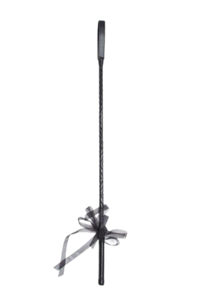 Długa, czarna szpicruta - pejcz jeździecki, skóra 71 cm