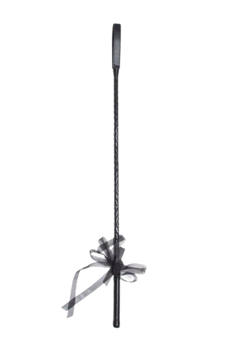 Długa, czarna szpicruta - pejcz jeździecki, skóra 71 cm