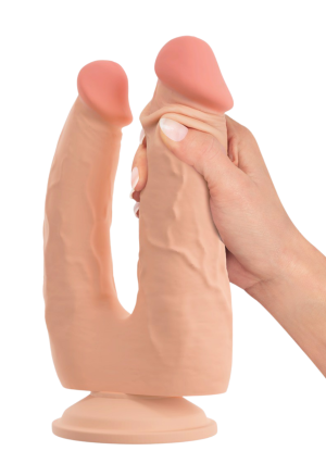 Realistyczne podwójne dildo z elastycznymi trzonami i przyssawką