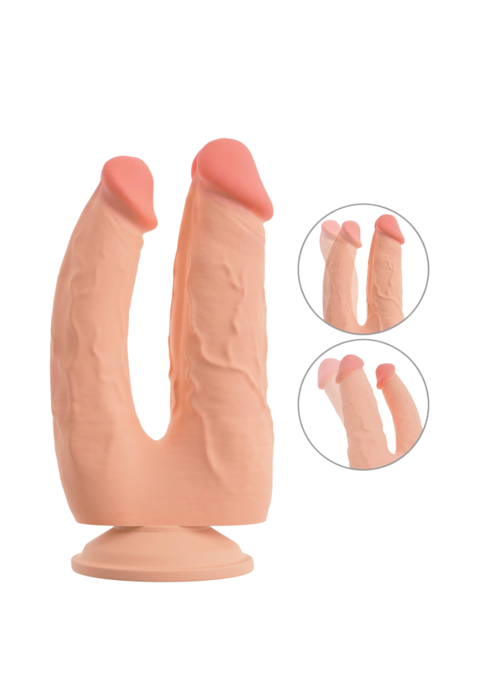 Realistyczne podwójne dildo z elastycznymi trzonami i przyssawką