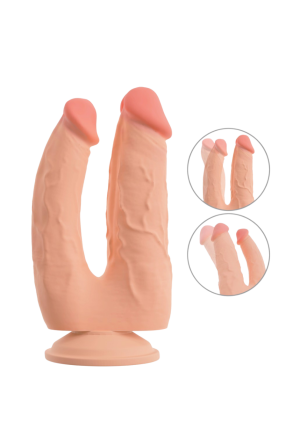 Realistyczne podwójne dildo z elastycznymi trzonami i przyssawką