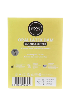 Bananowa prezerwatywa oralna EXS – bariera lateksowa do seksu oralnego - 1 sztuka