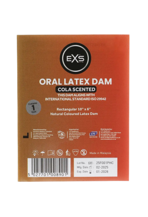 Prezerwatywa oralna EXS o smaku coli – bariera lateksowa do seksu oralnego - 1 sztuka
