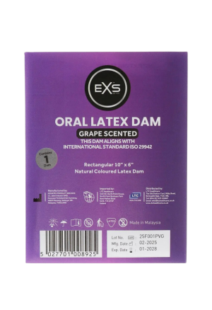Winogronowa prezerwatywa oralna EXS – bariera lateksowa do seksu oralnego - 1 sztuka