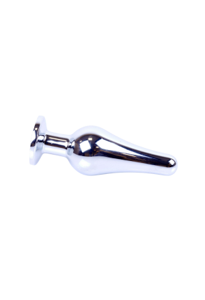 Metalowy korek analny z różowym kryształkiem i ozdobnym etui - 9,5 cm