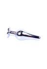 Metalowy korek analny z różowym kryształkiem i ozdobnym etui - 9,5 cm