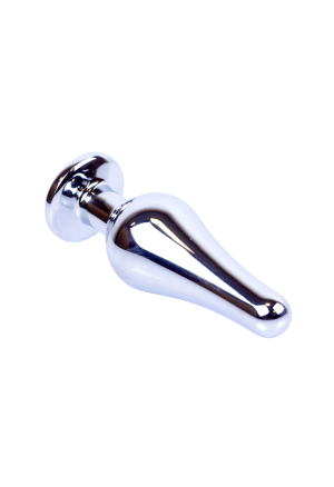 Metalowy korek analny z różowym kryształkiem i ozdobnym etui - 9,5 cm