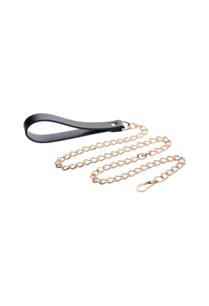 Elegancka smycz BDSM ze złotym łańcuchem