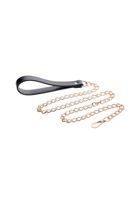 Elegancka smycz BDSM ze złotym łańcuchem
