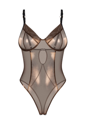 Otwarte Body z Połyskującej Siateczki Złote | Erotic Med