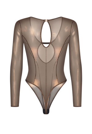 Połyskujące Body z Długim Rękawem Złote | Erotic Med
