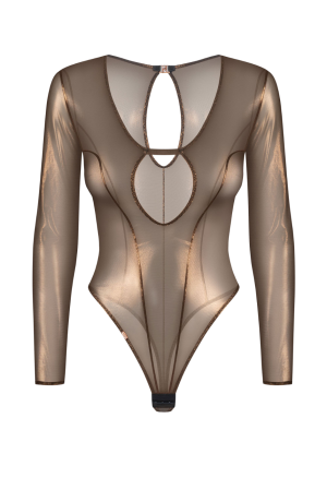 Połyskujące Body z Długim Rękawem Złote | Erotic Med