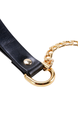 Złota Smycz BDSM ze Skórzanym Uchwytem | Erotic Med