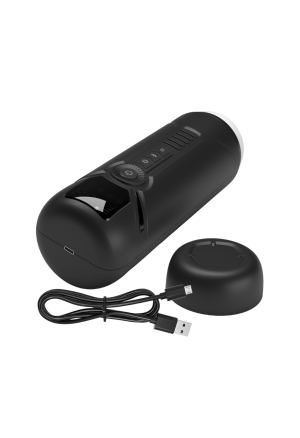 Wielofunkcyjny masturbator z ruchem posuwistym, ssaniem i wibracjami