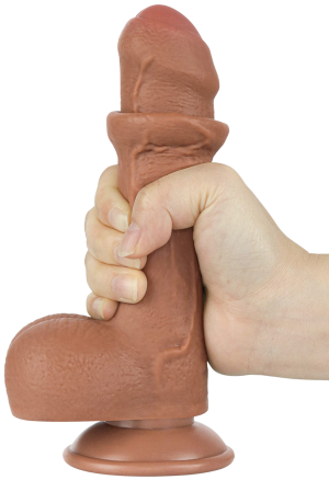Realistyczne dildo TPE o podwójnej gęstości z przyssawką - 18 cm