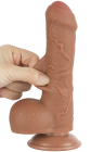 Realistyczne dildo TPE o podwójnej gęstości z przyssawką - 18 cm