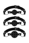 Zestaw 3 plastikowych knebli kulkowych BDSM z otworami