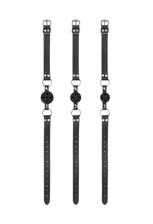 Zestaw 3 plastikowych knebli kulkowych BDSM z otworami