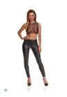 Czarne legginsy z elastycznego materiału (wetlook) z push-upem