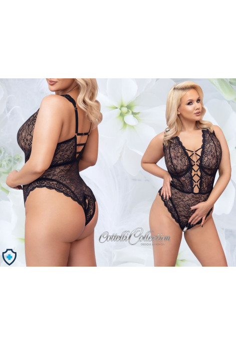 Powabne, koronkowe body z odkrytym kroczem - Plus Size Powabne, koronkowe body z odkrytym kroczem - Plus Size