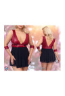 Ponętna, krótka sukienka z czerwoną górą i kajdankami na łańcuszkach- Plus Size