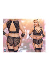 Zniewalający komplet koronkowej bielizny z odsłoniętym krokiem - Plus Size