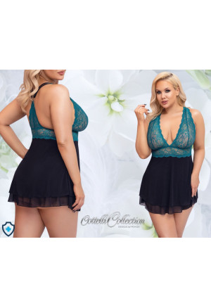 Zmysłowa, zwiewna koszulka z turkusową górą - Plus Size
