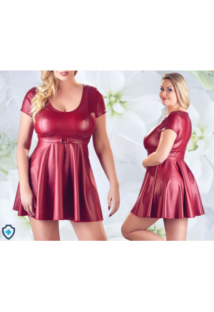 Gustowna, rozkloszowana sukienka w kolorze czerwonym - Plus Size