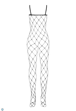 Odważne, czarne bodystocking duże oczka