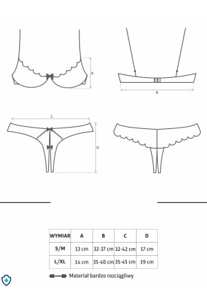 Koronkowy komplet bielizny - półbiustonosz i otwarte stringi