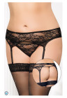 Koronkowy pas do pończoch ze stringami  - PLUS SIZE