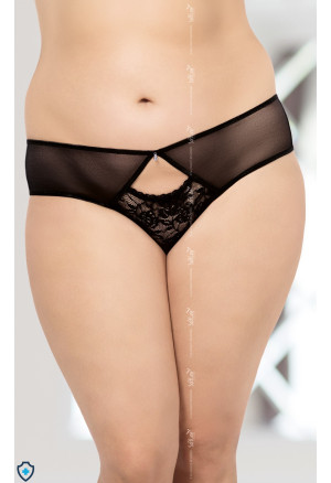 Czarne figi damskie z odważnym wycięciem - PLUS SIZE
