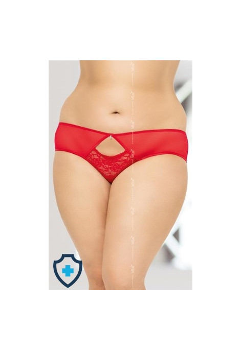 Czerwone damskie figi z kokardką, Plus Size
