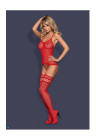 Uwodzicielskie czerwone bodystocking, rozm. uniwersalny