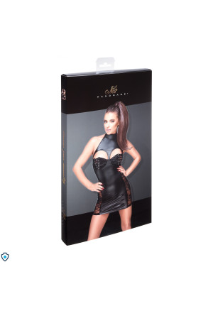Zjawiskowa mini sukienka z golfem i odsłoniętymi piersiami, wetlook