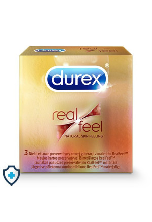 Nielateksowe prezerwatywy Durex real feel, 3 szt.