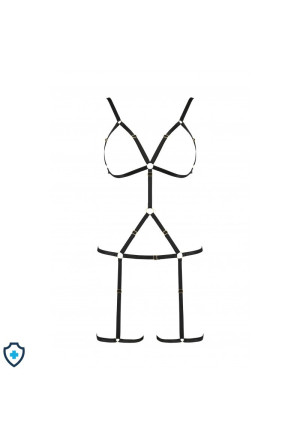 Proste body z paseczków - harness i pas w kolorze czarnym