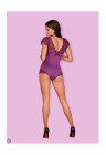 Purpurowe, koronkowe body z gładkiej tkaniny