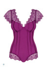 Purpurowe, koronkowe body z gładkiej tkaniny