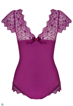 Purpurowe, koronkowe body z gładkiej tkaniny