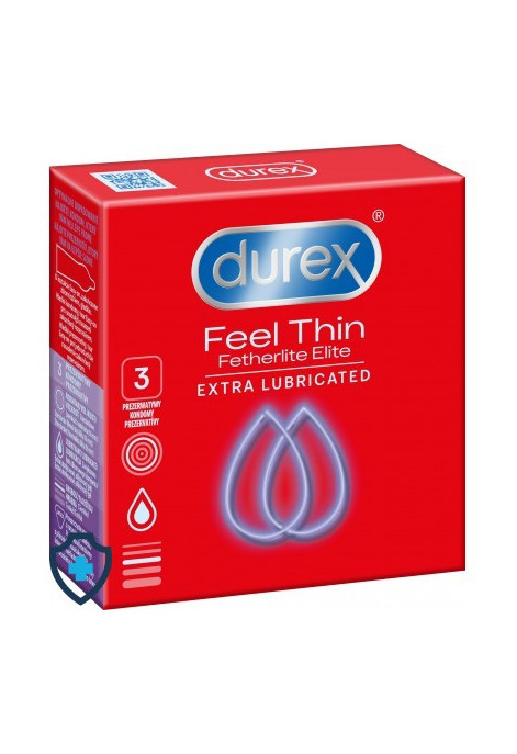 Niezwykle cienkie prezerwatywy Durex Fetherlite Elite, 3 szt.